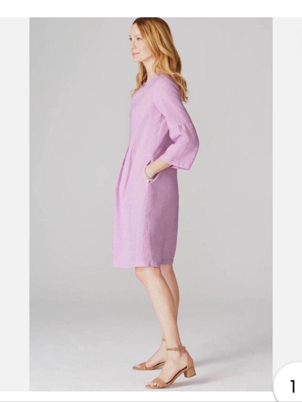 J. Jill Lavender Pink Linen Midi Dress - Picture 3 of 7